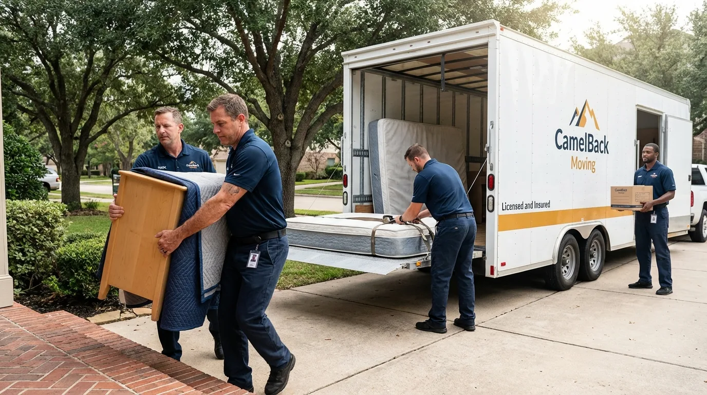 Crew loading residential truck for cross-state move from Chippewa Falls, WI
